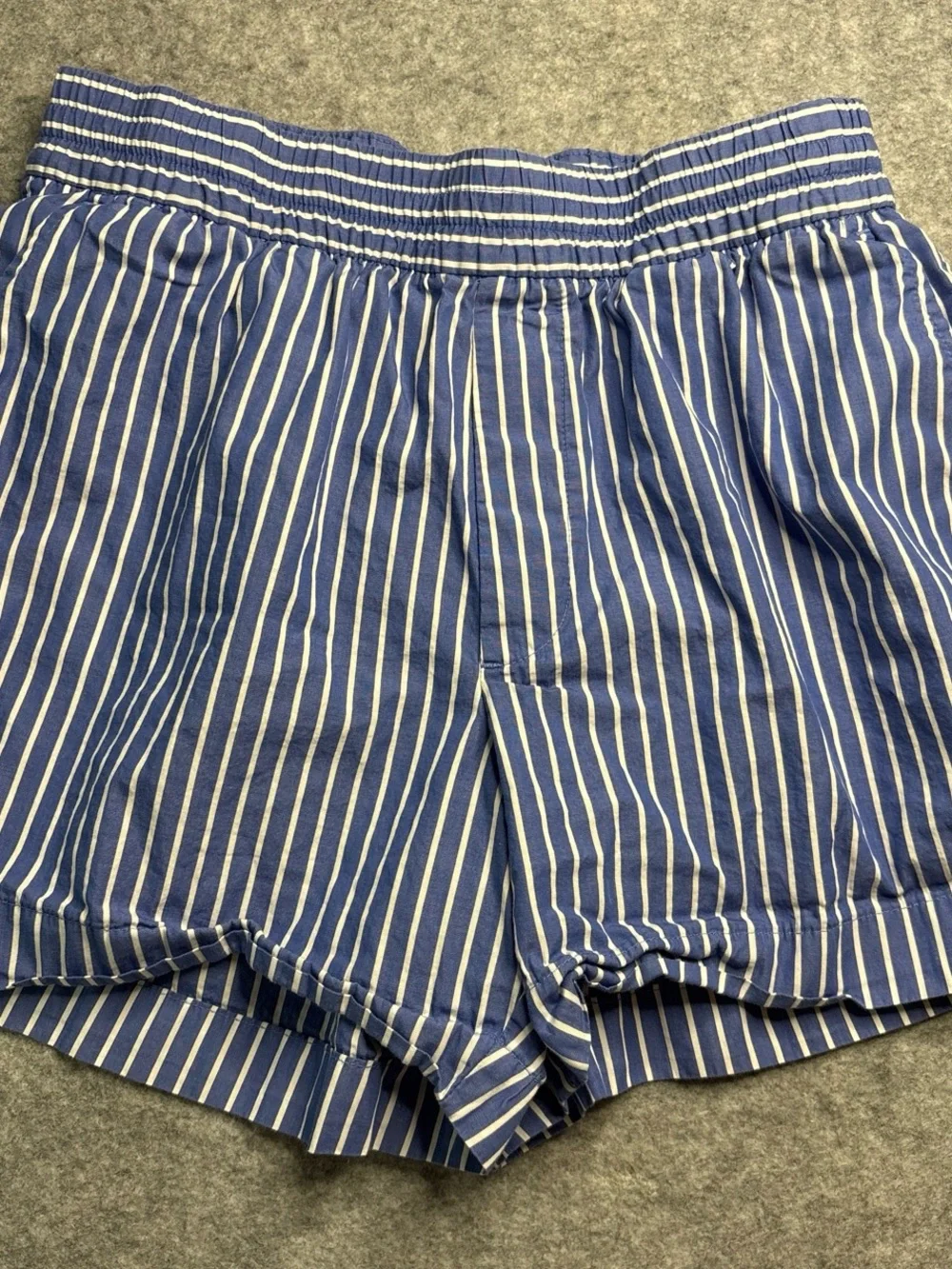 GAP Navy and White Striped Women's Elastic Waist Athletic Shorts
